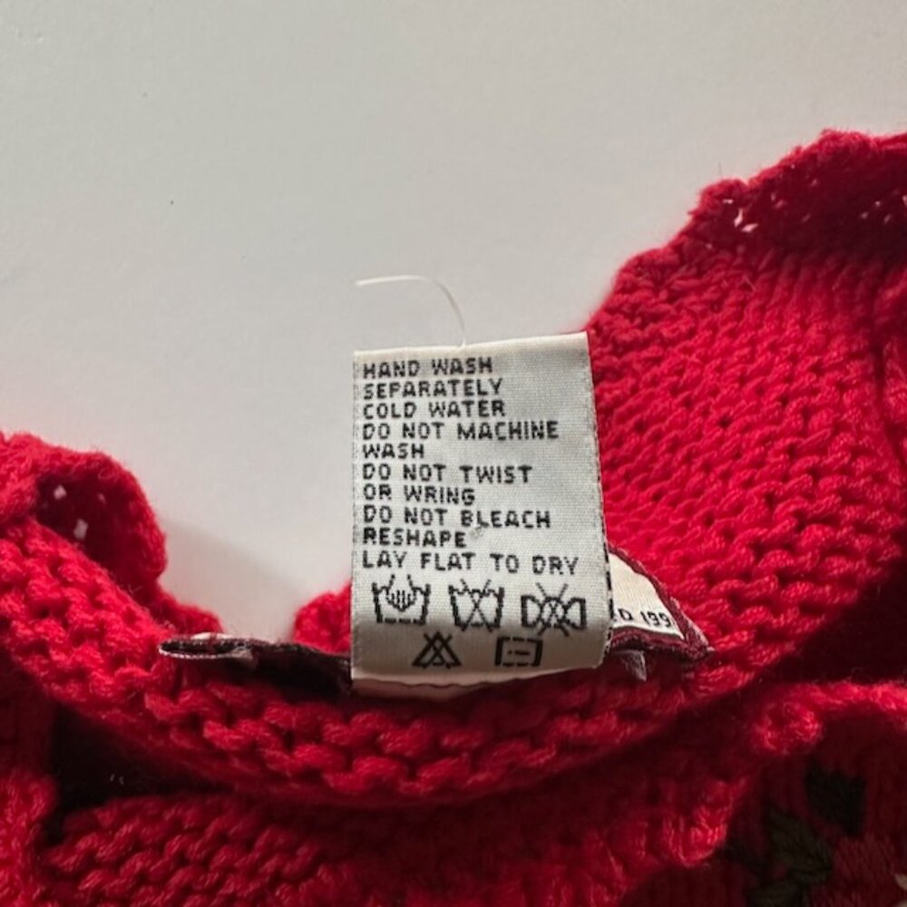 Red Christmas Tree Sweater Tunic, Embroidered,   Tiara International Size L - Picture 10 of 13